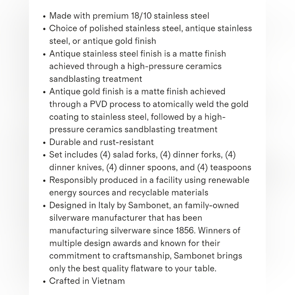 NEW! Quince- Sambonet Gia Minimalist 40 Piece Stainless Steel Flatware Set! (9) - Picture 4 of 12